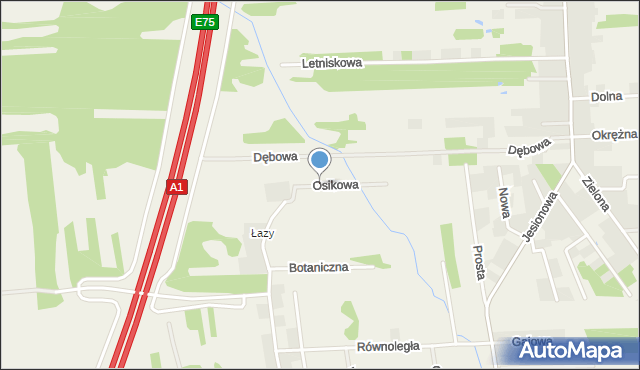 Klepaczka gmina Starcza, Osikowa, mapa Klepaczka gmina Starcza