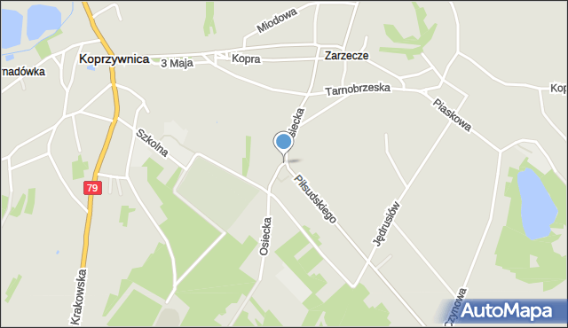Koprzywnica powiat sandomierski, Osiecka, mapa Koprzywnica powiat sandomierski