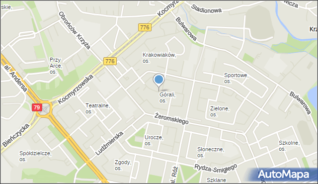 Kraków, Osiedle Górali, mapa Krakowa