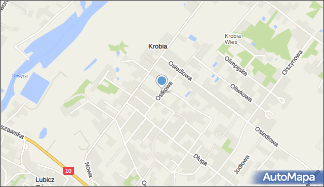 Krobia gmina Lubicz, Osikowa, mapa Krobia gmina Lubicz