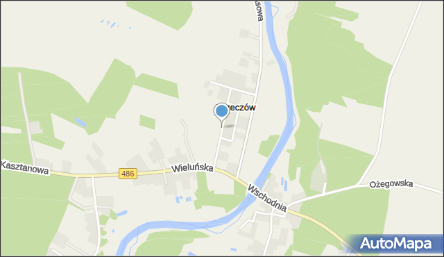 Krzeczów gmina Wierzchlas, Osiedle Młodzieżowe, mapa Krzeczów gmina Wierzchlas