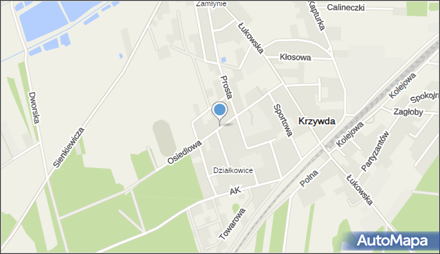 Krzywda powiat łukowski, Osiedlowa, mapa Krzywda powiat łukowski