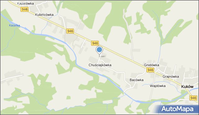Kuków gmina Stryszawa, Osiedle Bacówka, mapa Kuków gmina Stryszawa