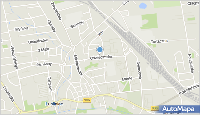 Lubliniec, Oświęcimska, mapa Lubliniec