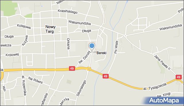 Nowy Targ, Osiedle Bereki, mapa Nowego Targu