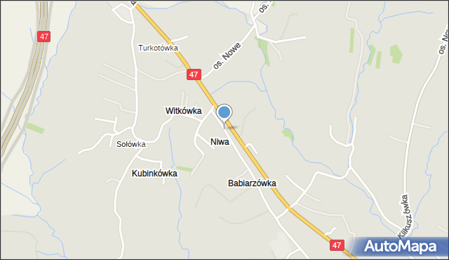 Nowy Targ, Osiedle Niwa, mapa Nowego Targu