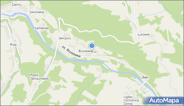 Ochotnica Dolna, Osiedle Brysiówka, mapa Ochotnica Dolna