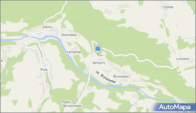 Ochotnica Dolna, Osiedle Janczury, mapa Ochotnica Dolna