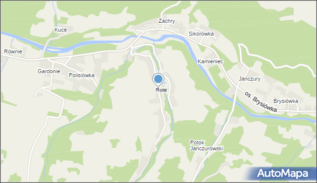 Ochotnica Dolna, Osiedle Rola, mapa Ochotnica Dolna