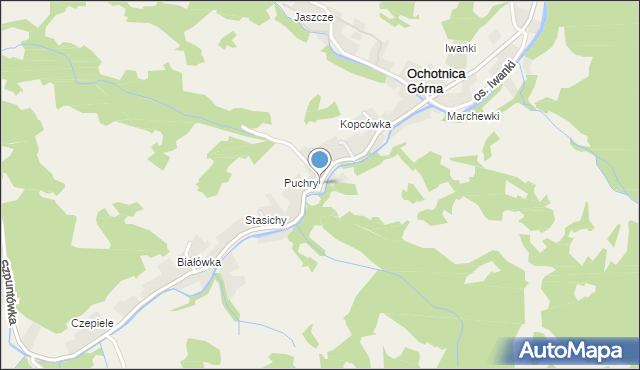 Ochotnica Górna, Osiedle Puchry, mapa Ochotnica Górna