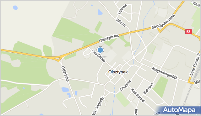 Olsztynek, Ostródzka, mapa Olsztynek