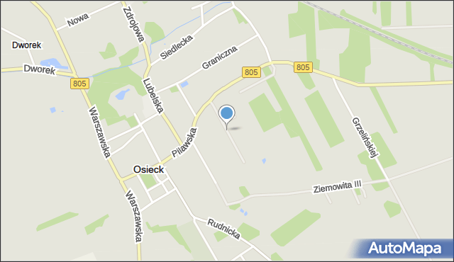 Osieck, Osiedlowa, mapa Osieck