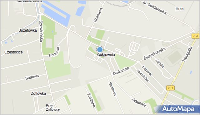 Ostrowiec Świętokrzyski, Osadowa, mapa Ostrowiec Świętokrzyski