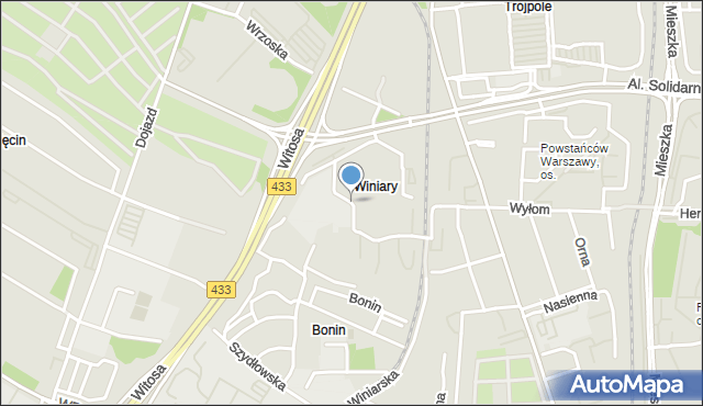 Poznań, Osiedle Winiary, mapa Poznania