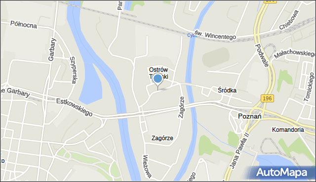 Poznań, Ostrów Tumski, mapa Poznania