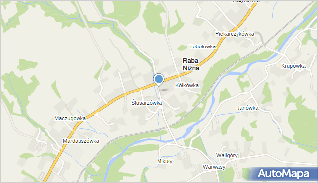 Raba Niżna, Osiedle Majerówka, mapa Raba Niżna