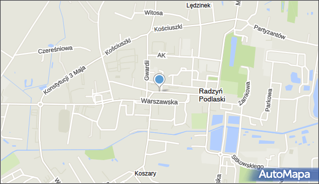 Radzyń Podlaski, Ostrowiecka, mapa Radzyń Podlaski