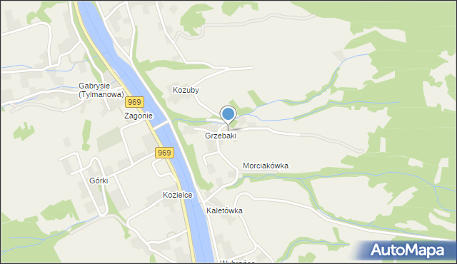 Tylmanowa, Osiedle Grzebaki, mapa Tylmanowa