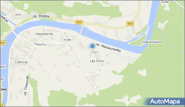 Tylmanowa, Osiedle Łęg Dolny, mapa Tylmanowa