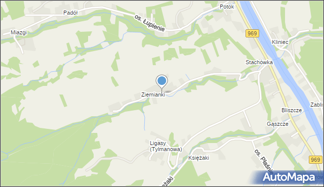 Tylmanowa, Osiedle Ziemianki, mapa Tylmanowa