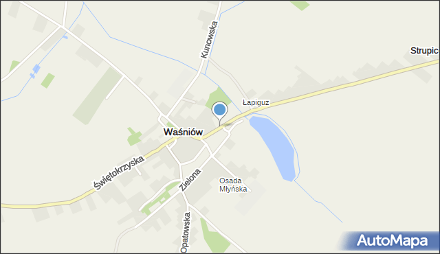 Waśniów, Ostrowiecka, mapa Waśniów