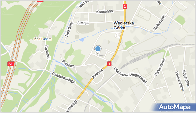 Węgierska Górka, Osiedle XX-lecia II RP, mapa Węgierska Górka