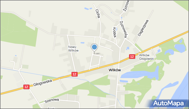 Wilków gmina Głogów, Osiedlowa, mapa Wilków gmina Głogów