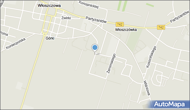Włoszczowa, Osiedle Broniewskiego, mapa Włoszczowa