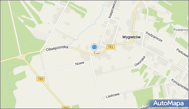 Wygiełzów gmina Babice, Oświęcimska, mapa Wygiełzów gmina Babice