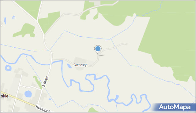 Banie Mazurskie, Owczary, mapa Banie Mazurskie