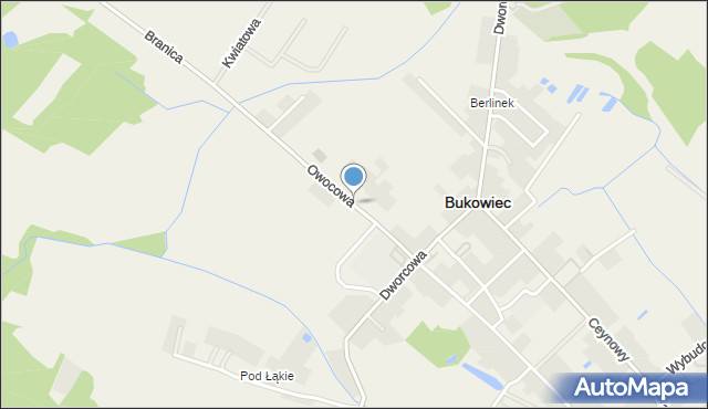 Bukowiec powiat świecki, Owocowa, mapa Bukowiec powiat świecki