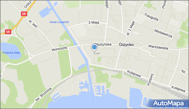 Giżycko, Owsiana, mapa Giżycko