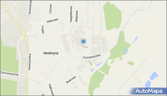Modrzyca, Owocowa, mapa Modrzyca