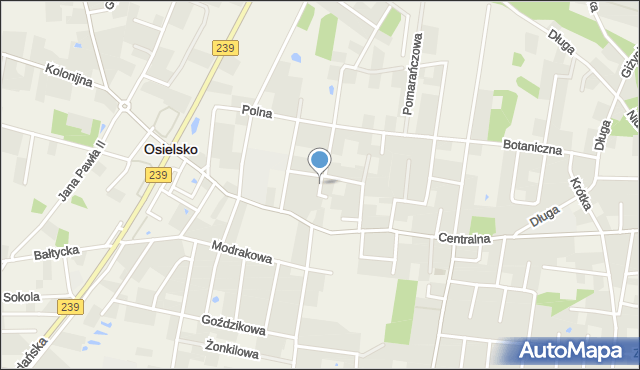 Osielsko, Owocowa, mapa Osielsko