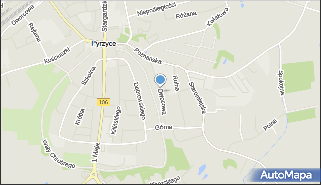 Pyrzyce, Owocowa, mapa Pyrzyce