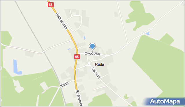 Ruda gmina Grajewo, Owocowa, mapa Ruda gmina Grajewo