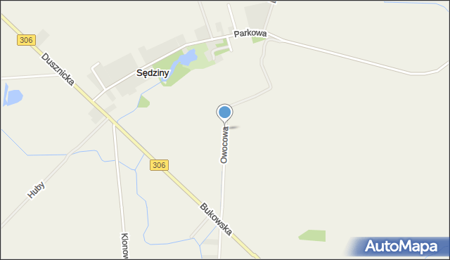 Sędziny, Owocowa, mapa Sędziny