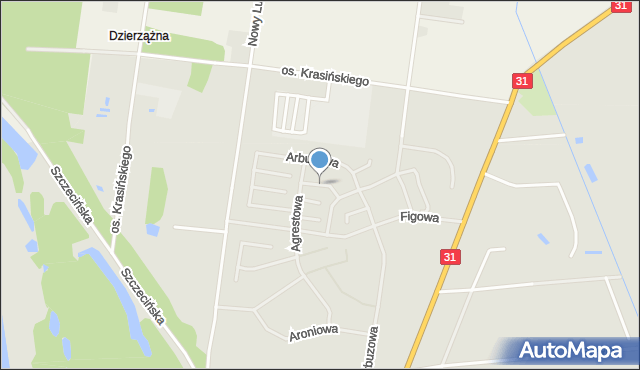 Słubice, Owocowa, mapa Słubice