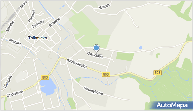 Tolkmicko, Owocowa, mapa Tolkmicko