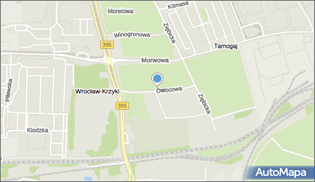 Wrocław, Owocowa, mapa Wrocławia