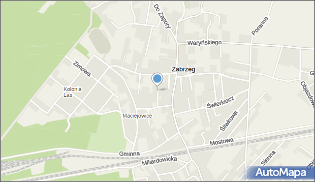 Zabrzeg, Ozaista Jana, mapa Zabrzeg