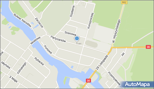 Augustów, Partyzantów, mapa Augustów