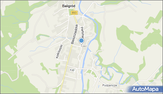 Baligród, Partyzantów, mapa Baligród