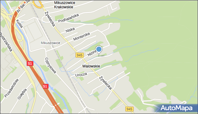 Bielsko-Biała, Pasterska, mapa Bielsko-Białej