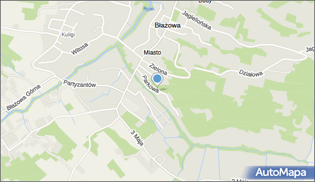 Błażowa, Parkowa, mapa Błażowa