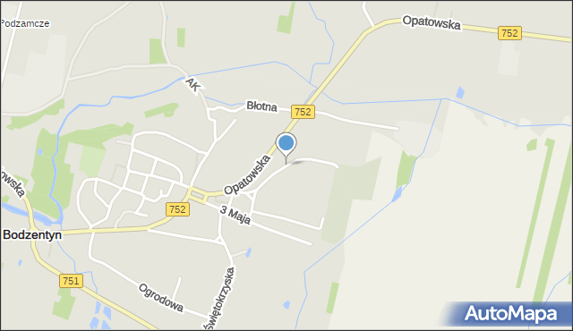 Bodzentyn, Partyzantów, mapa Bodzentyn