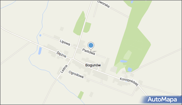 Bogunów, Parkowa, mapa Bogunów