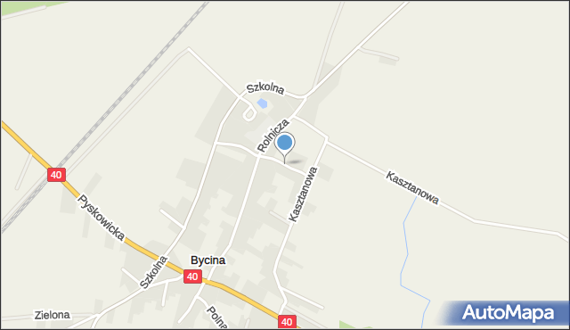 Bycina, Parkowa, mapa Bycina