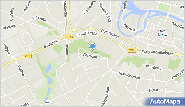 Bydgoszcz, Park Wzgórze Dąbrowskiego Henryka, gen., mapa Bydgoszczy