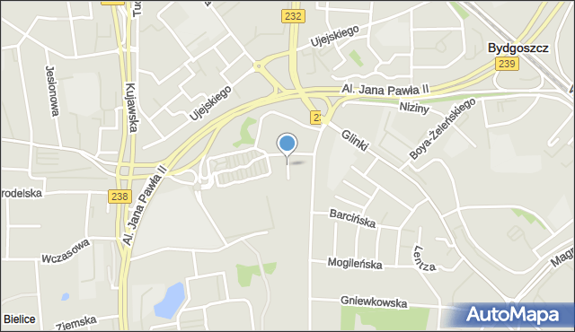 Bydgoszcz, Pakoska, mapa Bydgoszczy